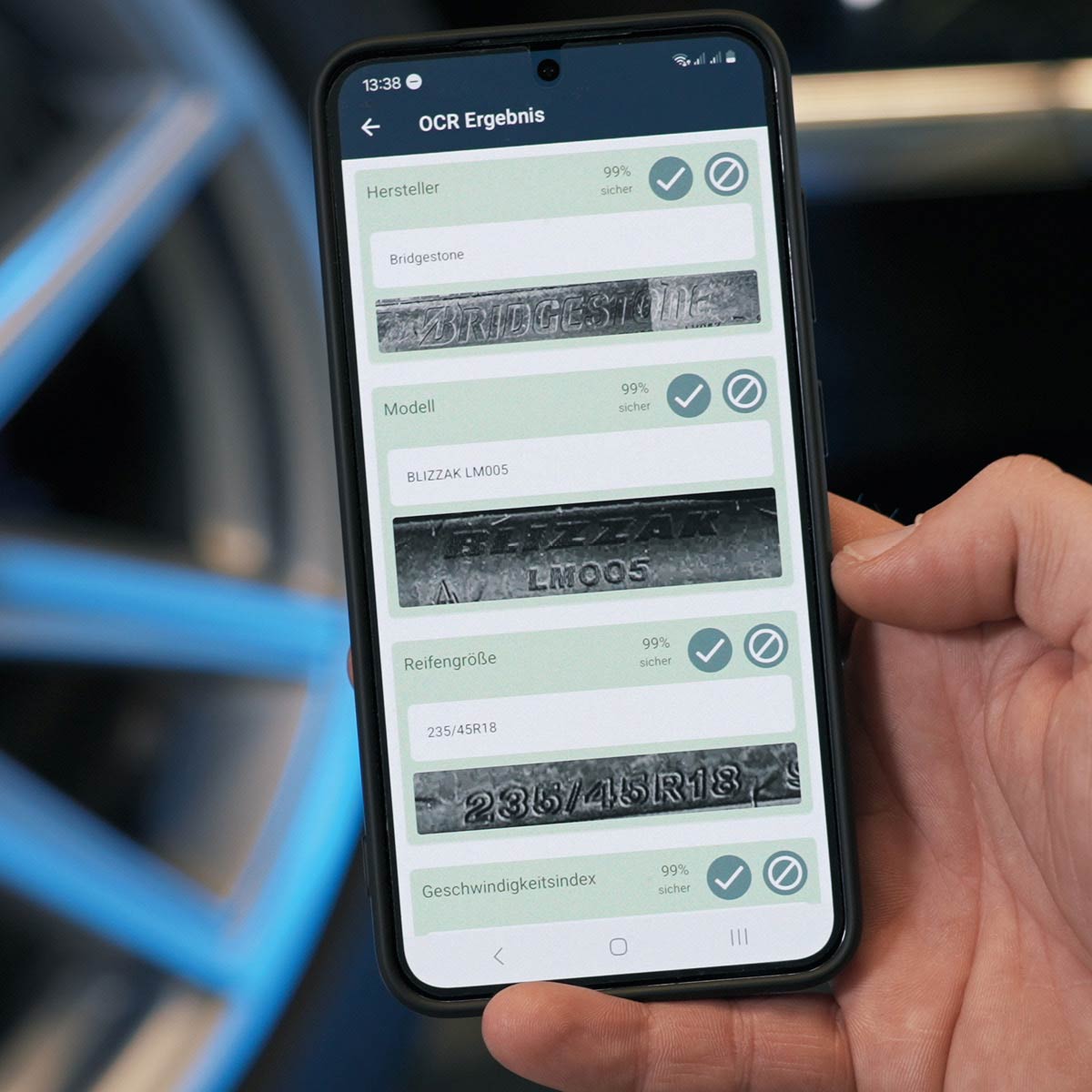 Ergebnis der KI-Analyse der Reifendaten.