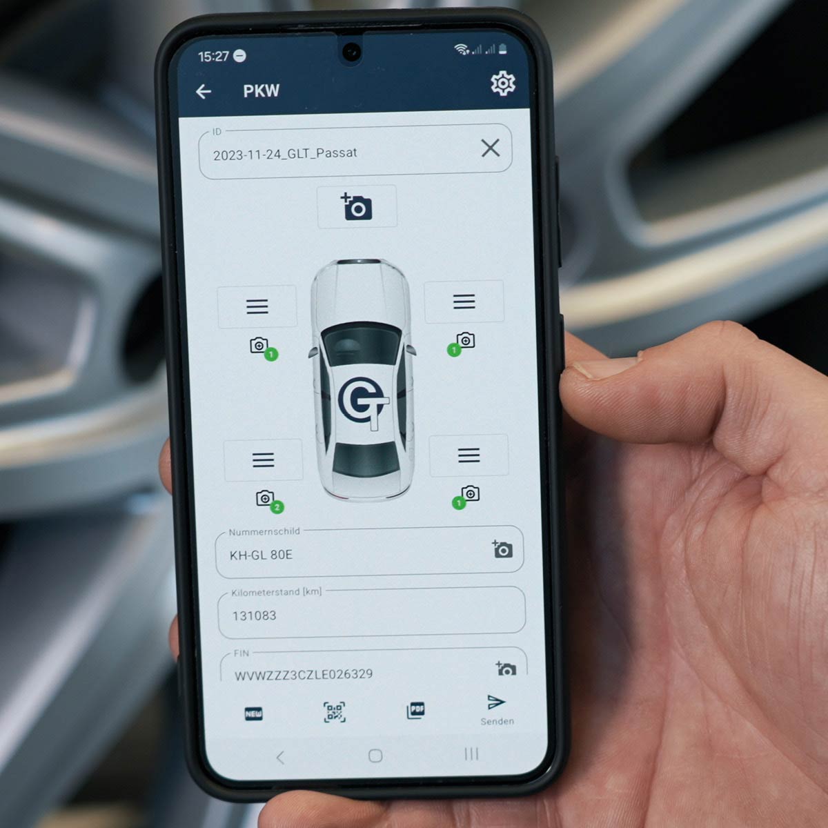 User Interface der Tire Scan Mobile App von GL Technology.
